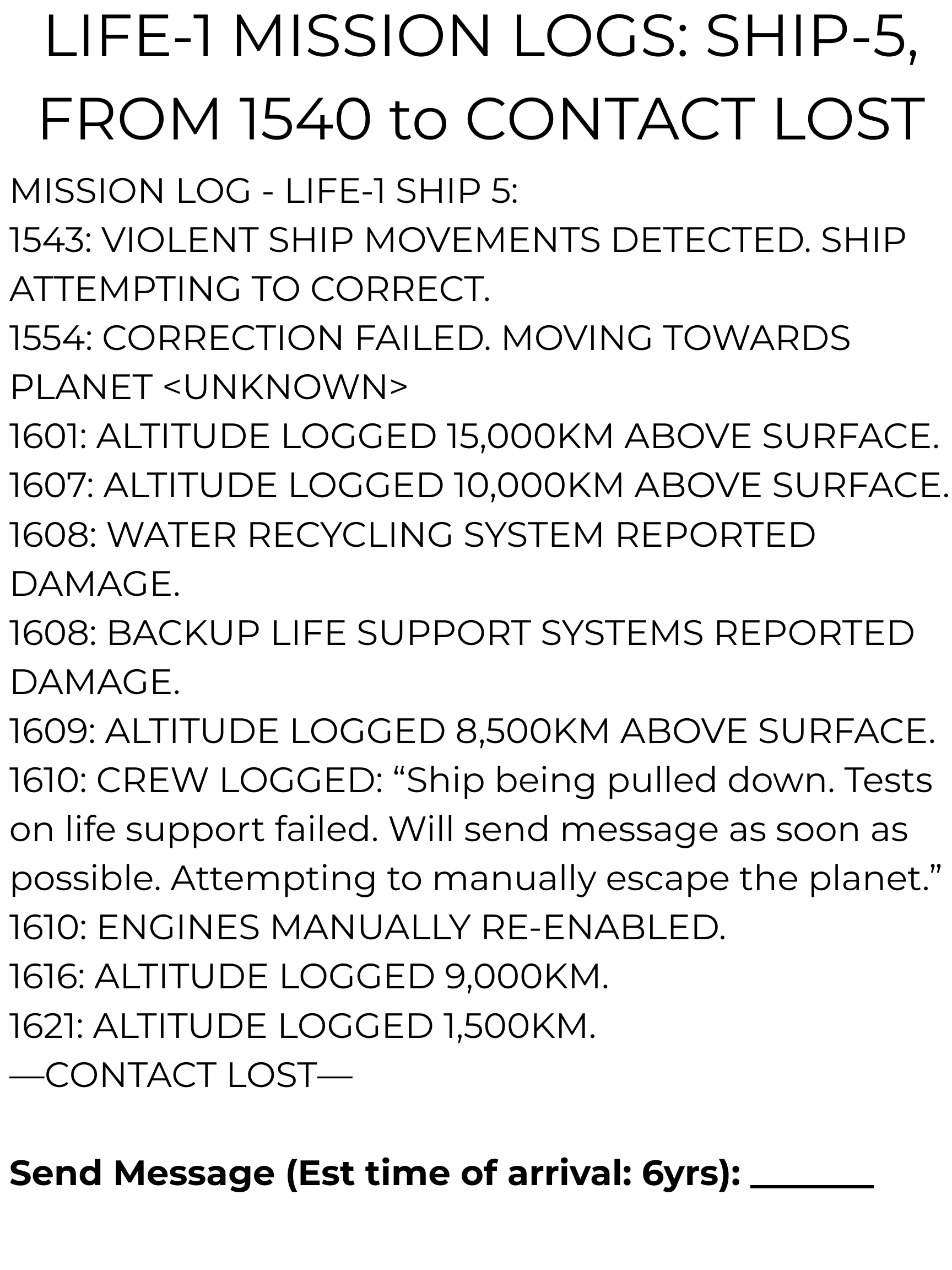 Ship-5 Const Mission Logs | Failed to load